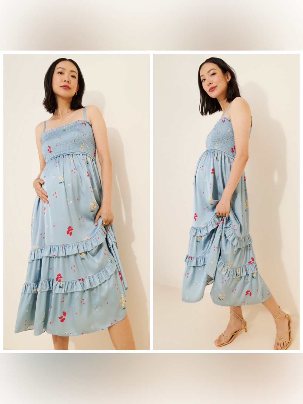 Hatch The Dani Dress Blue Floral Smocked Medium